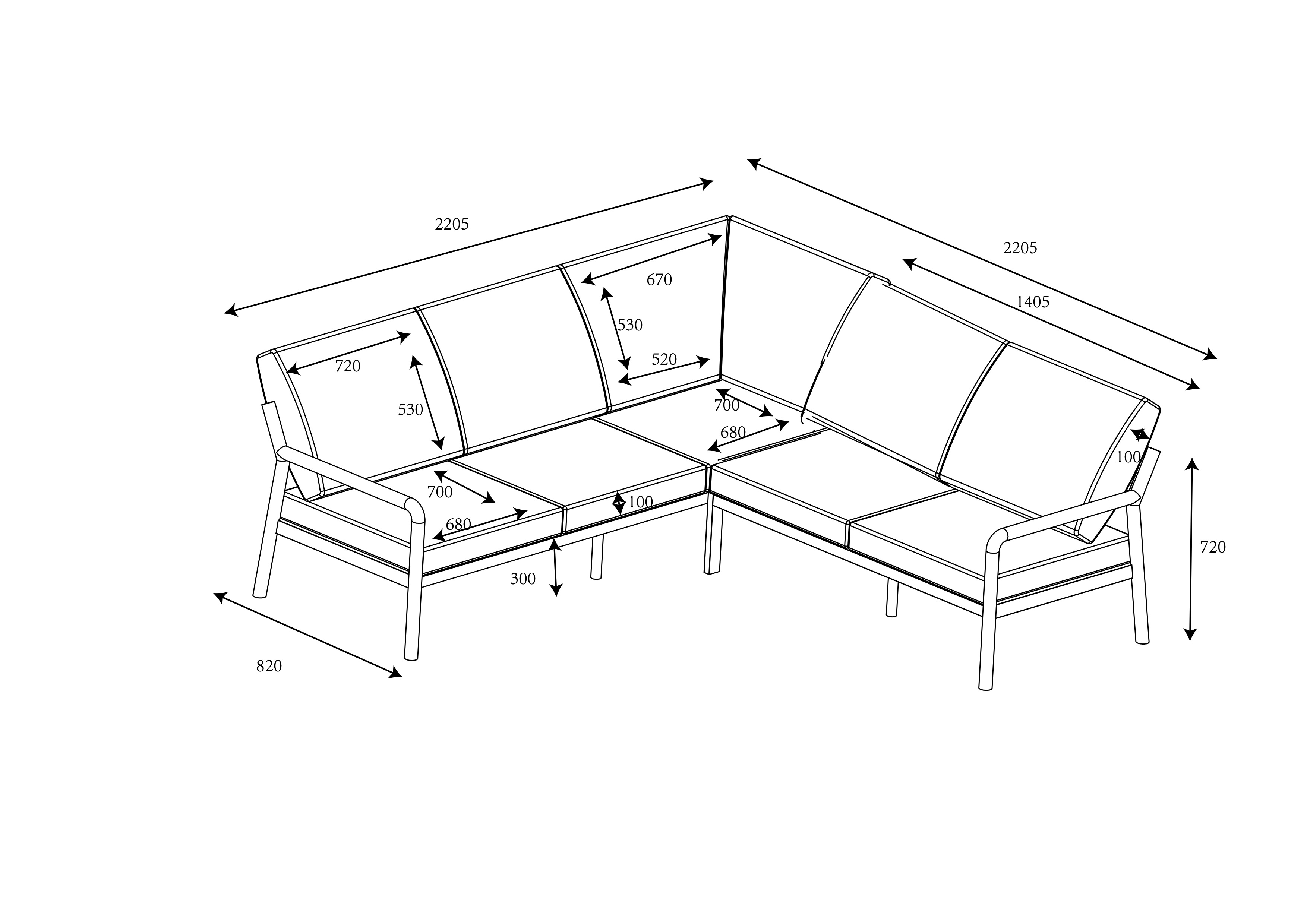 Sahara Square Casual Dining Set dimensions